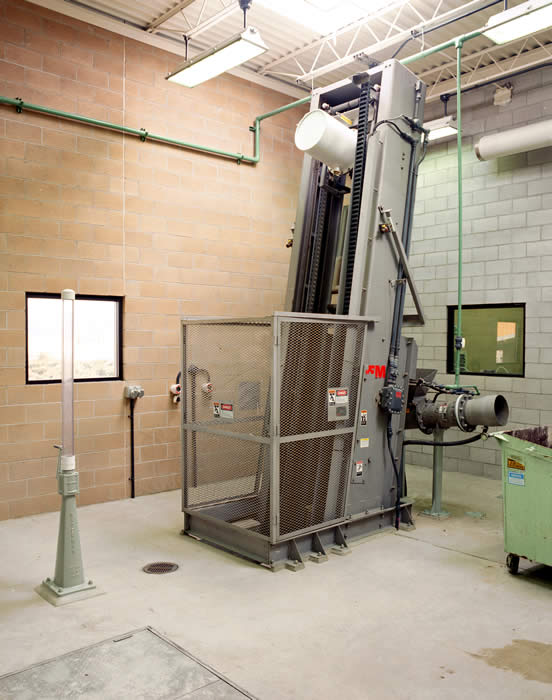 Influent Bar Screen<br> The wastewater enters the Influent Pumping Station where  it is first<br> screened of rocks, wood, and other debris that enters the<br> wastewater stream